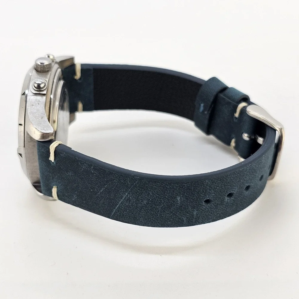 VTG Timex Expedition Ana-Dig Men's Watch 38MM NEW Blue Leather Bands NEW Battery